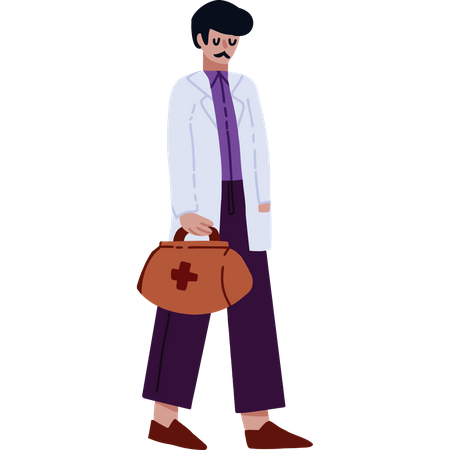 Docteur masculin tenant un sac médical  Illustration