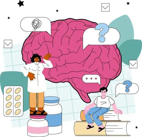 Un médecin s'occupe de problèmes de neurologue  Illustration