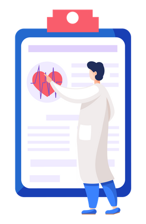 Docteur regardant le rapport cardiaque  Illustration