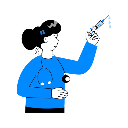 Médecin tenant une injection  Illustration