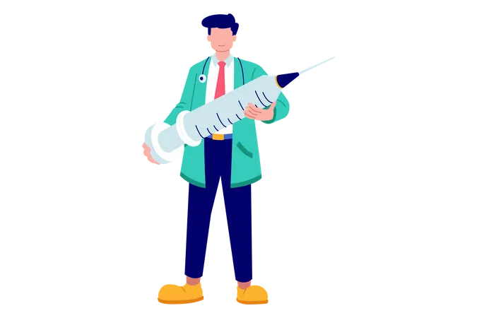 Médecin tenant une injection  Illustration