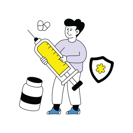 Médecin tenant une injection  Illustration