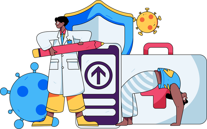 Doctor advices for morning exercises  Illustration