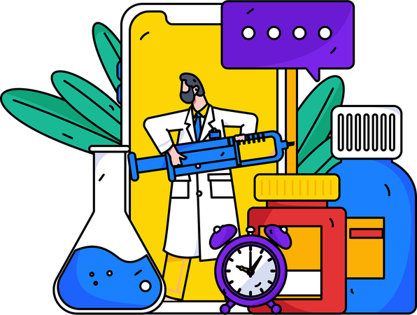 Doctor advices patient to take medicines on time  Illustration