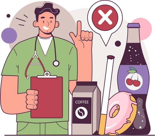 Doctor advises not to drink soft drinks  イラスト
