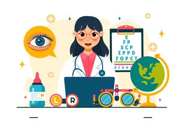 Doctor advises on eye sight awareness  Illustration