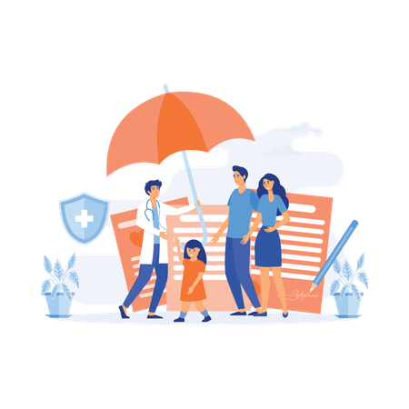 Doctor advises patient to take family insurance  Illustration