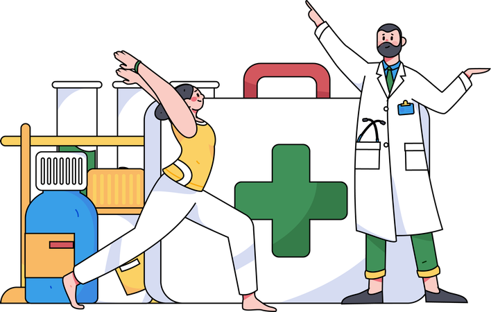 Doctor advising for morning exercises  Illustration