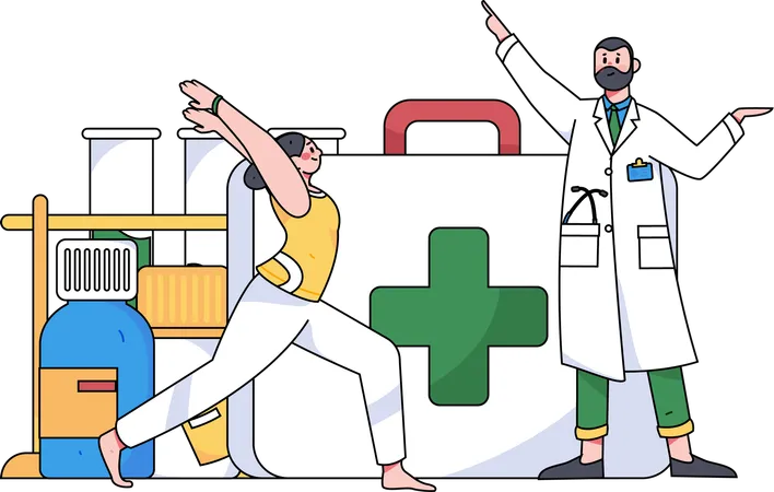 Doctor advising for morning exercises  Illustration