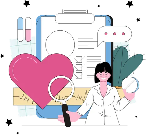 Doctor analyses patient report  Illustration