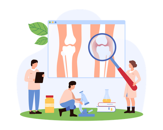Doctor Analysing Knee Joint Arthritis with Medical Tools  Illustration