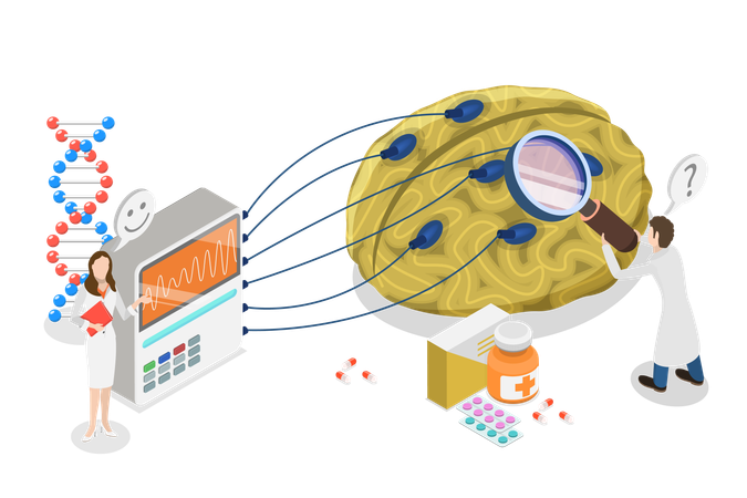 Doctor Analysing Nervous System  Illustration