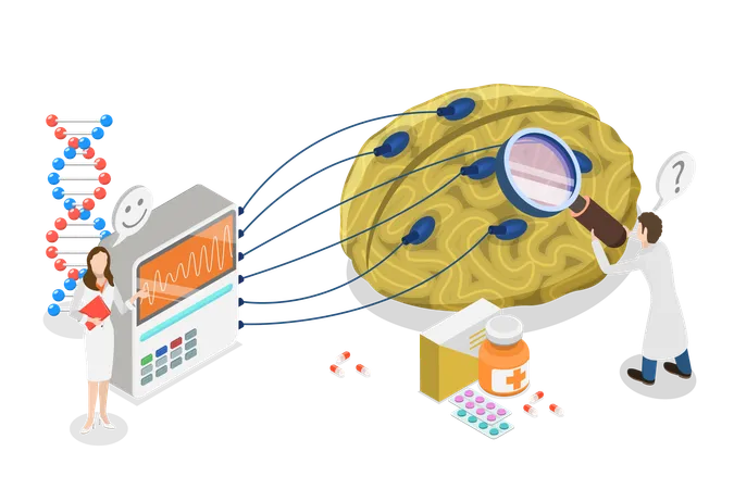 Doctor Analysing Nervous System  Illustration