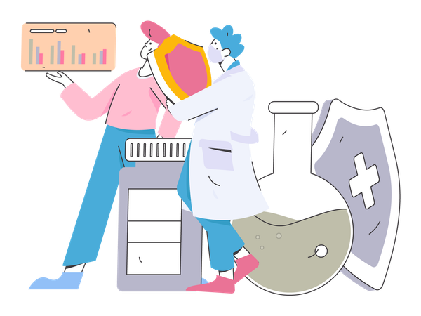 Doctor analysing patient report  Illustration