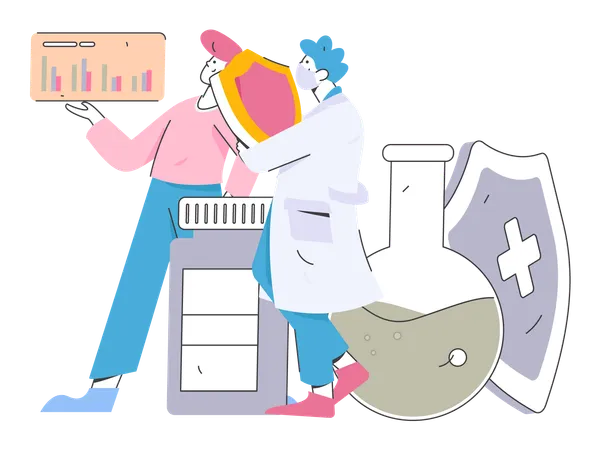 Doctor analysing patient report  Illustration