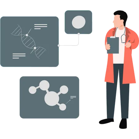 의사, 인간 DNA 분석  일러스트레이션