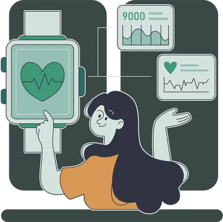 Doctor analyzes heart report on machine  Illustration