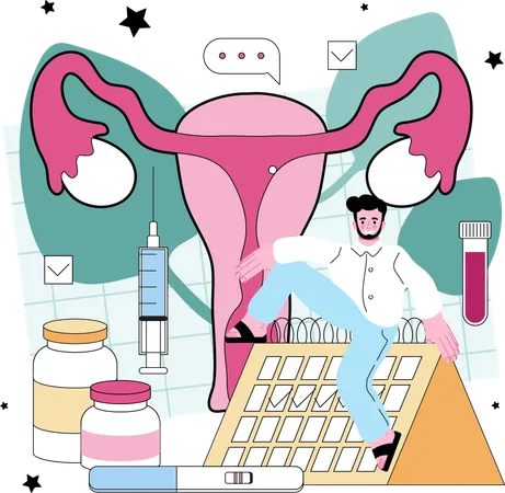 Doctor analyzes reproductive organ  Illustration