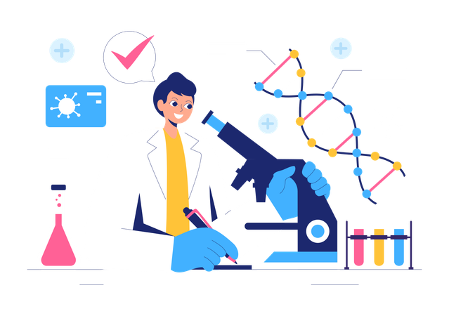 Doctor Analyzing Genetics Research  Illustration