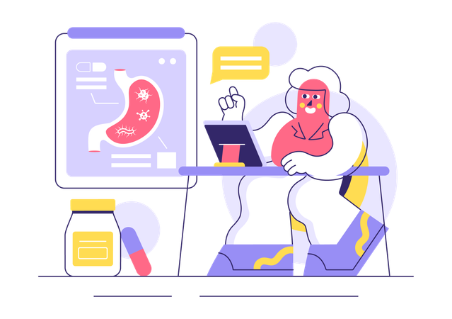 Doctor analyzing Stomach Health Gastroenterology  Illustration