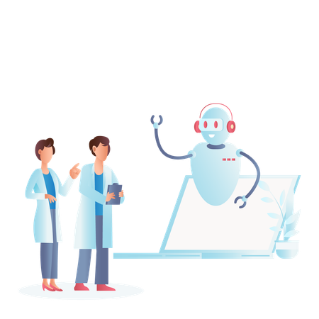 Doctor and chatbot  Illustration