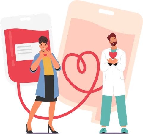 Doctor and Donor Showing Heart Symbol  Illustration
