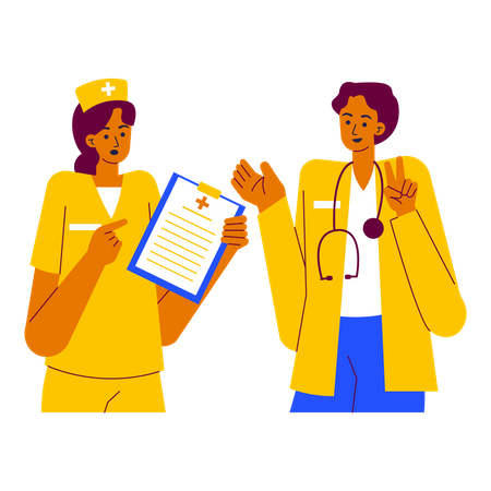 Doctor and nurse discussing  Illustration