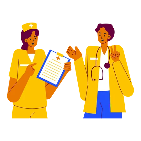 Doctor and nurse discussing  Illustration