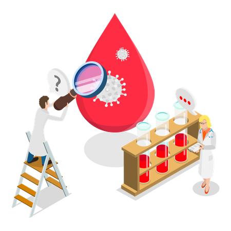 Doctor and nurse doing blood sugar research  Illustration