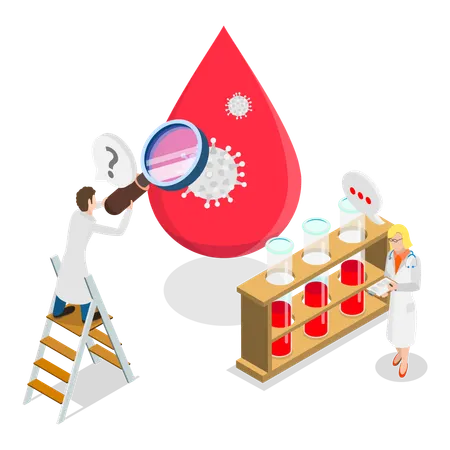 Doctor and nurse doing blood sugar research  Illustration