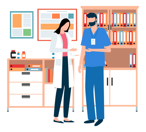 Doctor and nurse doing discussion Illustration