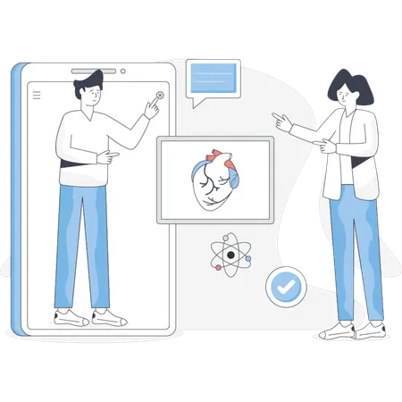 Doctor and patient  consulting online  Illustration