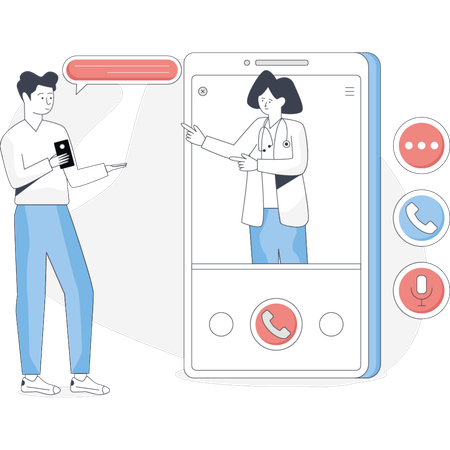 Doctor and patient  doing video call  Illustration