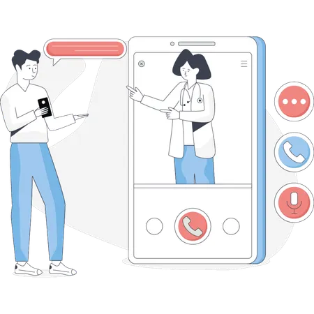 Doctor and patient  doing video call  Illustration