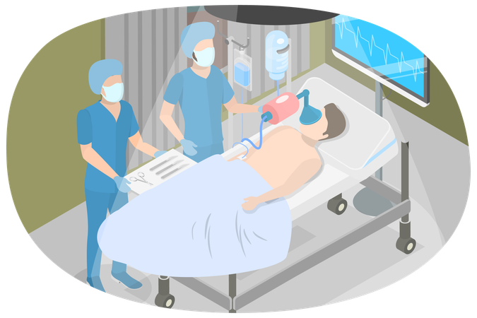 Doctor and team doing Surgery Operation Preparation  Illustration
