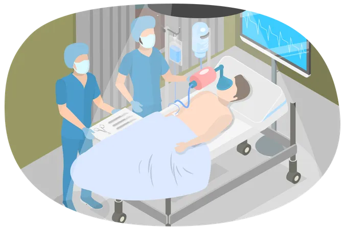 3 D Isometric Flat Vector Conceptual Illustration Of Anasthesia Surgery Operation Preparation Illustration
