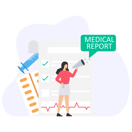 Doctor announces Medical report  Illustration