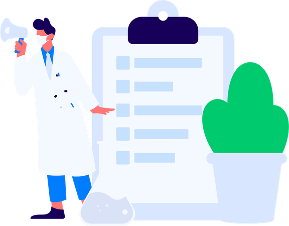 Doctor announcing medical experiment  Illustration