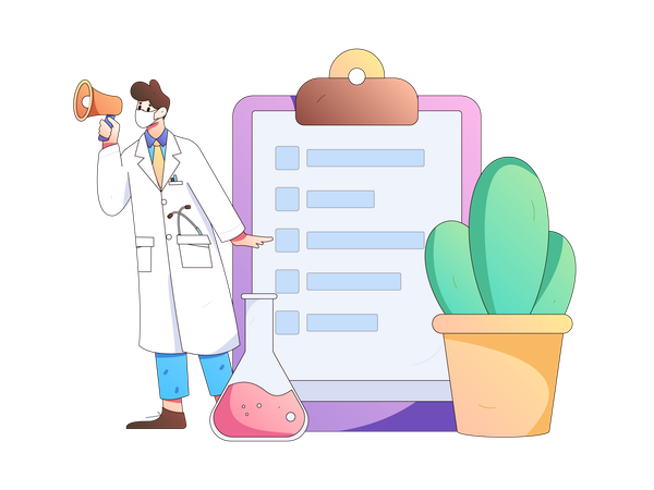 Doctor announcing medical experiment  Illustration