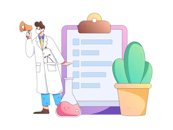 Doctor announcing medical experiment  Illustration