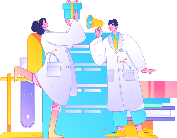 Doctor announcing medical report  Illustration