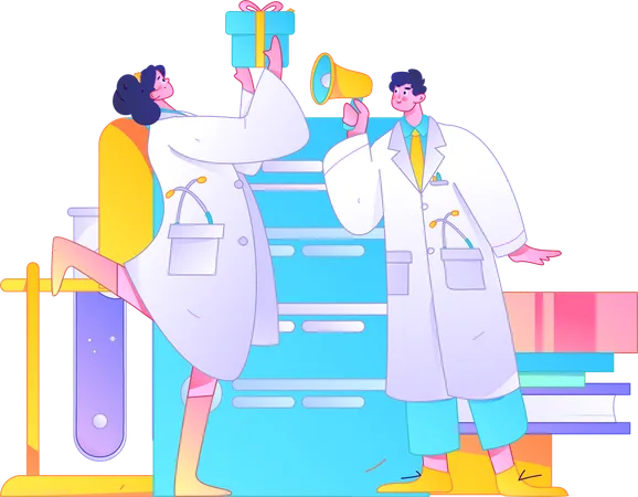 Doctor announcing medical report  Illustration