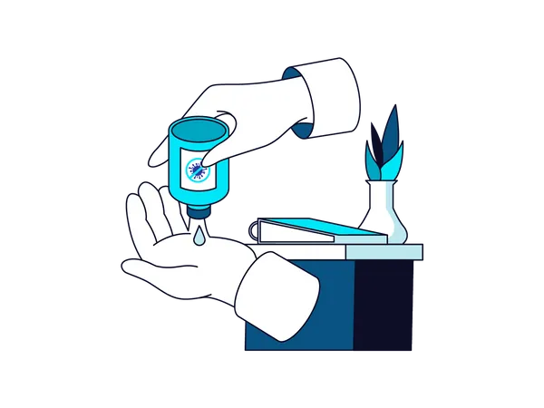 Doctor applying hand sanitizer  Illustration
