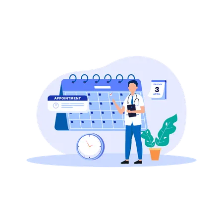 Appointment Booking Flat Illustration In This Design You Can See How Technology Connect To Each Other Each File Comes With A Project In Which You Can Easily Change Colors And More Illustration