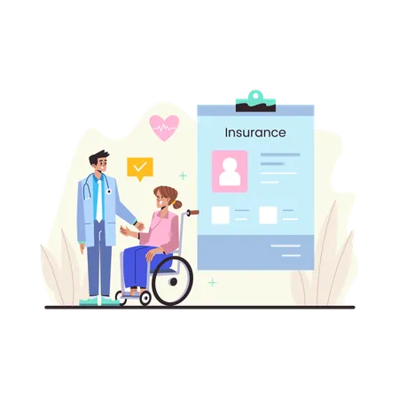 Doctor asking patient for health insurance  Illustration