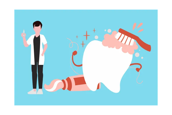 The Doctor Is Asking To Brush The Teeth Illustration