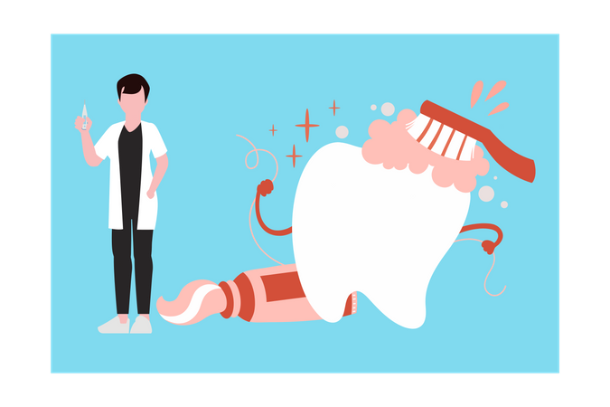 Doctor asking to brush  teeth  Illustration