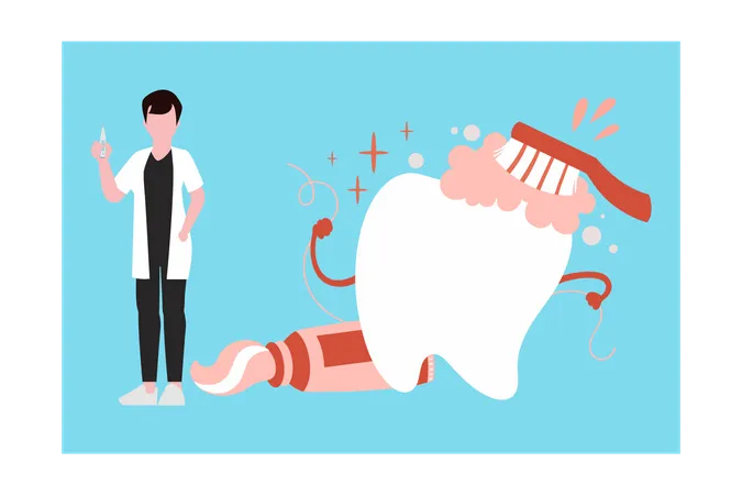 Doctor asking to brush  teeth  Illustration