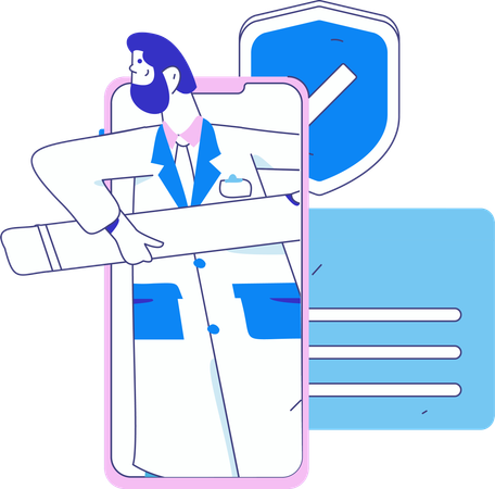 Doctor assistant working remotely  Illustration