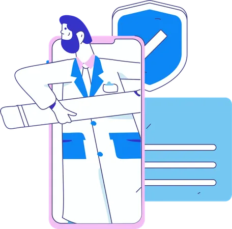 Doctor assistant working remotely  Illustration